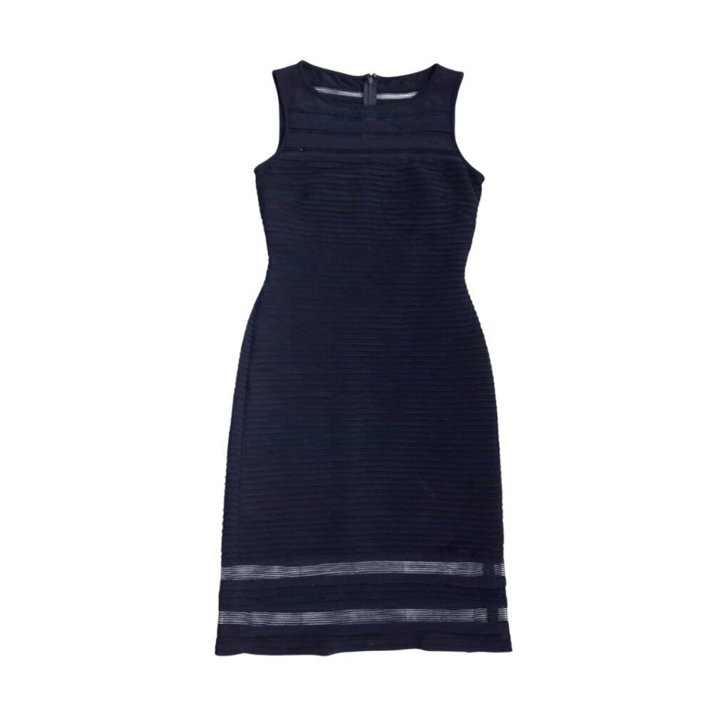 Adrianna Papell Black Sheath Dress Sleeveless Knee Length Elegant Size 6